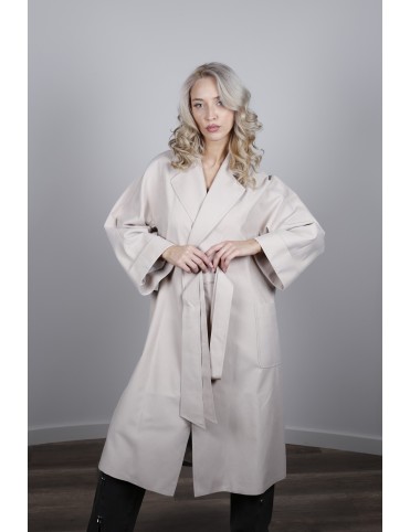 Trench de dama din bumbac beige -6084