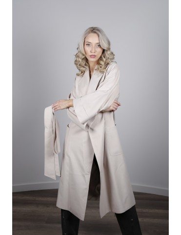 Trench de dama din bumbac beige -6084